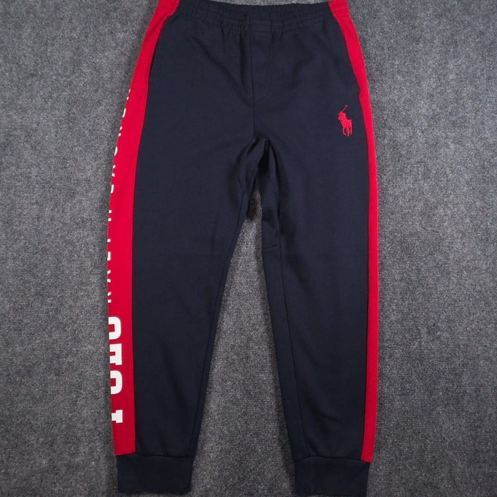 Polo Ralph Lauren Jogger Sweatpants Mens Medium Black Colorblock Spellout Logo